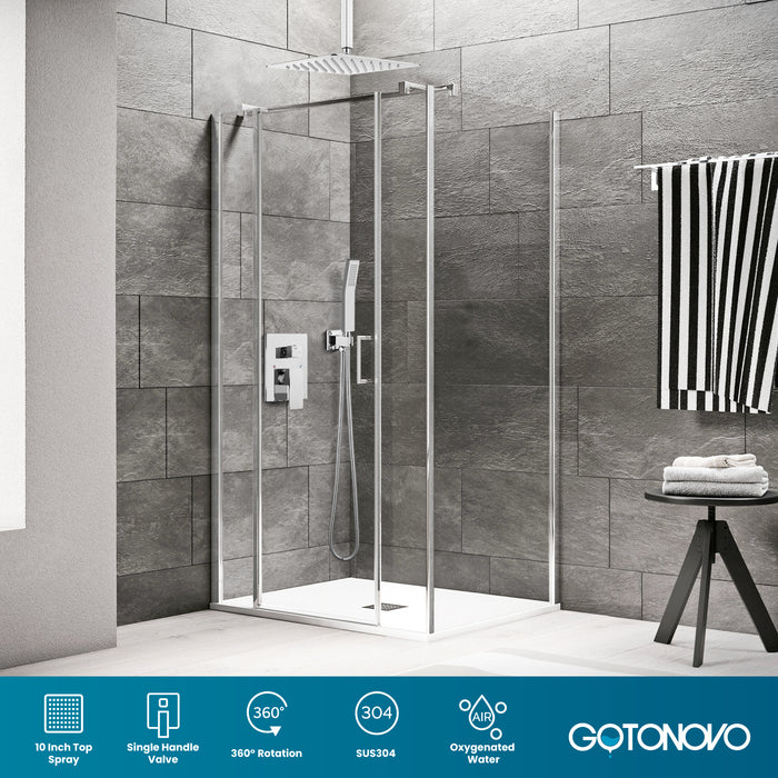 gotonovo Rain Shower System Ceiling Mount 12 Inch Shower Head with Handheld Spray Luxury High Pressure Shower Combo Set Rough-in Valve and Shower Trim Included Dual Function