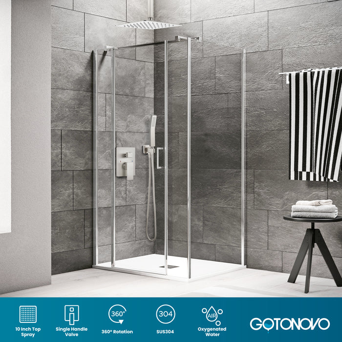 gotonovo Rain Shower System Ceiling Mount 12 Inch Shower Head with Handheld Spray Luxury High Pressure Shower Combo Set Rough-in Valve and Shower Trim Included Dual Function