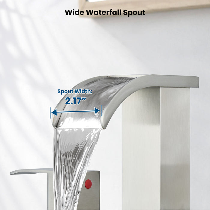 gotonovo Waterfall 8 inch Widespread Bathroom Faucet Set Bathroom Sink Faucet 3 Hole 2 Handle Vanity Lavatory Deck Mount with Pop Up Drain and Water Supply Lines