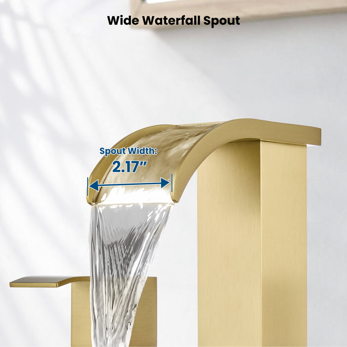 gotonovo Waterfall 8 inch Widespread Bathroom Faucet Set Bathroom Sink Faucet 3 Hole 2 Handle Vanity Lavatory Deck Mount with Pop Up Drain and Water Supply Lines