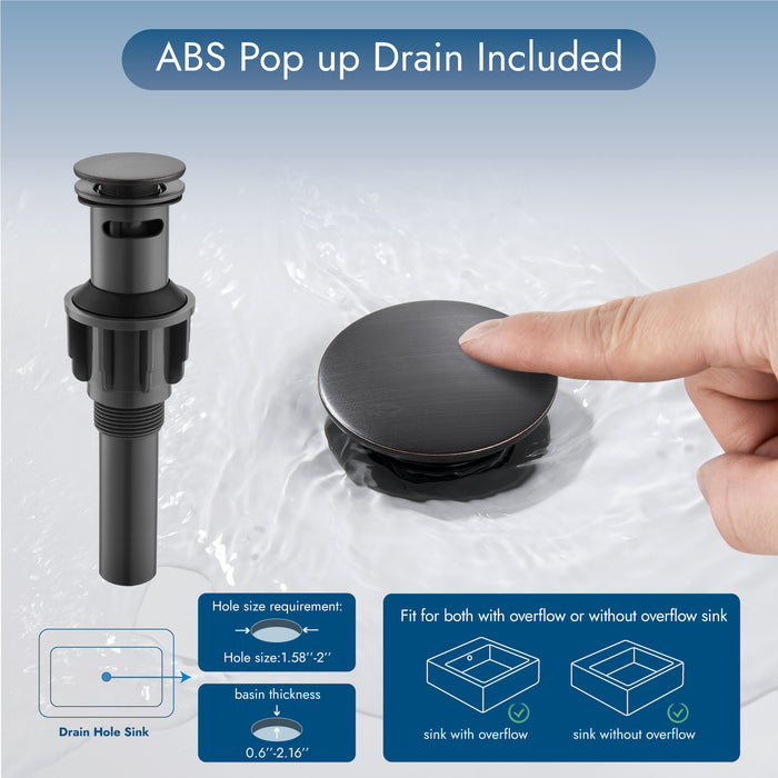 4 Inch Bathroom Sink Faucet 2 Handle Bathroom Faucet 360° Swivel Spout Deck Mounted Vanity Faucet with Water Supply Hoses with Pop up Drain