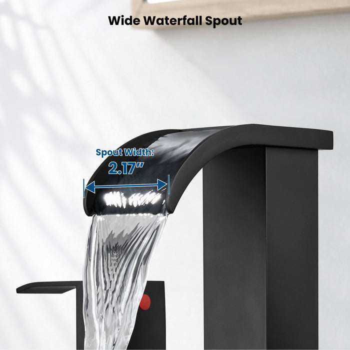 gotonovo Waterfall 8 inch Widespread Bathroom Faucet Set Bathroom Sink Faucet 3 Hole 2 Handle Vanity Lavatory Deck Mount with Pop Up Drain and Water Supply Lines