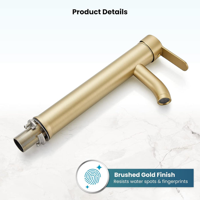 gotonovo Bathroom Vessel Sink Faucet Single Handle Lavatory Vanity Mixer Tap Tall Spout Single Hole