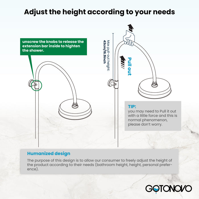 gotonovo Exposed Bathroom Shower System Classic Shower Kit 8 Inch Luxurious Rainfall Shower Head Handheld Spray Tub Filler Brass Pipe 3-Function Wall Mount Double Cross Knobs