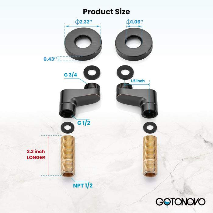 3-3/8 Inch Clawfoot Tub Adapter 2.17 Inch Extended Thread Adjustable Swing Arms Commercial Utility Eccentric Screw Plus Size 1 Pair