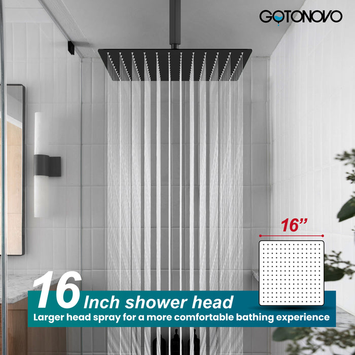 gotonovo Rain Shower System Ceiling Mount 12 Inch Shower Head with Handheld Spray Luxury High Pressure Shower Combo Set Rough-in Valve and Shower Trim Included Dual Function