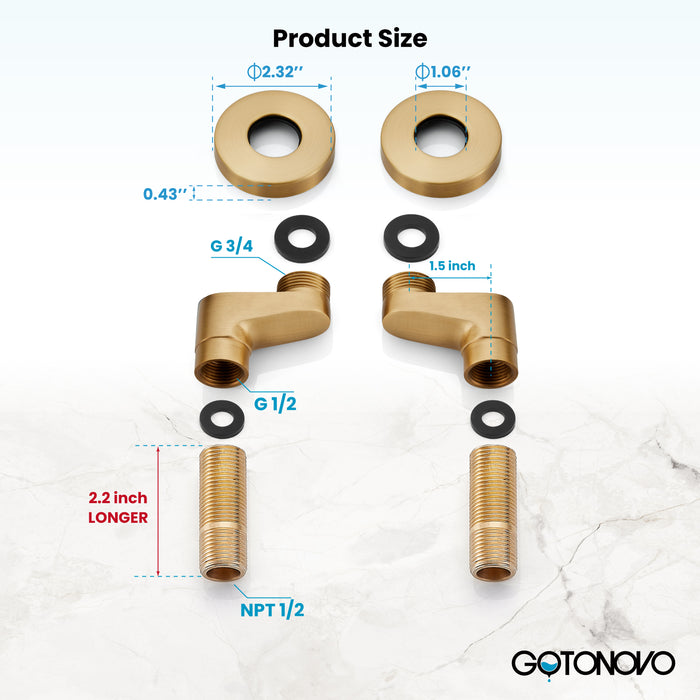 3-3/8 Inch Clawfoot Tub Adapter 2.17 Inch Extended Thread Adjustable Swing Arms Commercial Utility Eccentric Screw Plus Size 1 Pair
