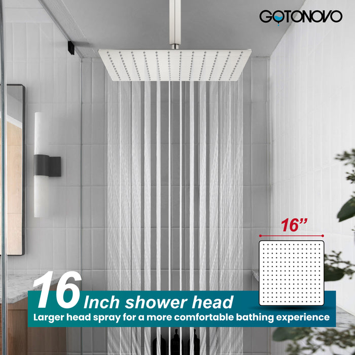 gotonovo Rain Shower System Ceiling Mount 12 Inch Shower Head with Handheld Spray Luxury High Pressure Shower Combo Set Rough-in Valve and Shower Trim Included Dual Function