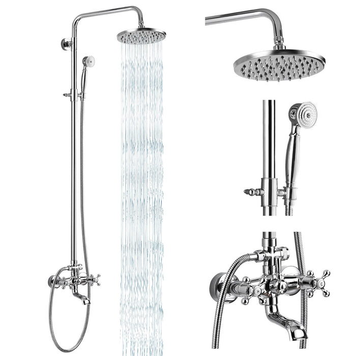 gotonovo zichtbare doucheset 8 inch topdouche dubbele knoppen kruisgreep met baduitloop drievoudige functie douchearmatuursysteemset