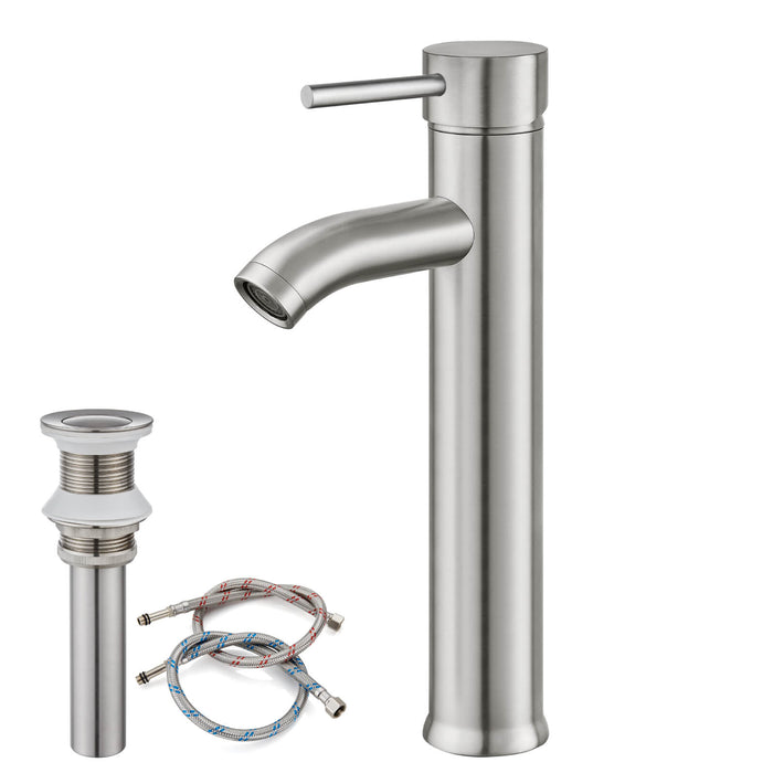 Gotonovo Bathroom Basin Sink Faucet Single Lever Handle Lavatory Vanity Mixer Bar Tap with Pop Up Drain Single Hole Deck Mount with Cover Plate(Short Type&Tall Type)