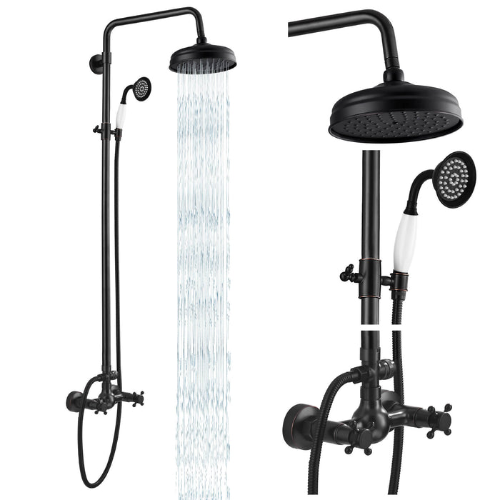 gotonovo zichtbare douchesysteem comboset 8 inch regendouche en handsproeier dubbele knoppen kruisgreep dubbele functie badkamer douchekraan set