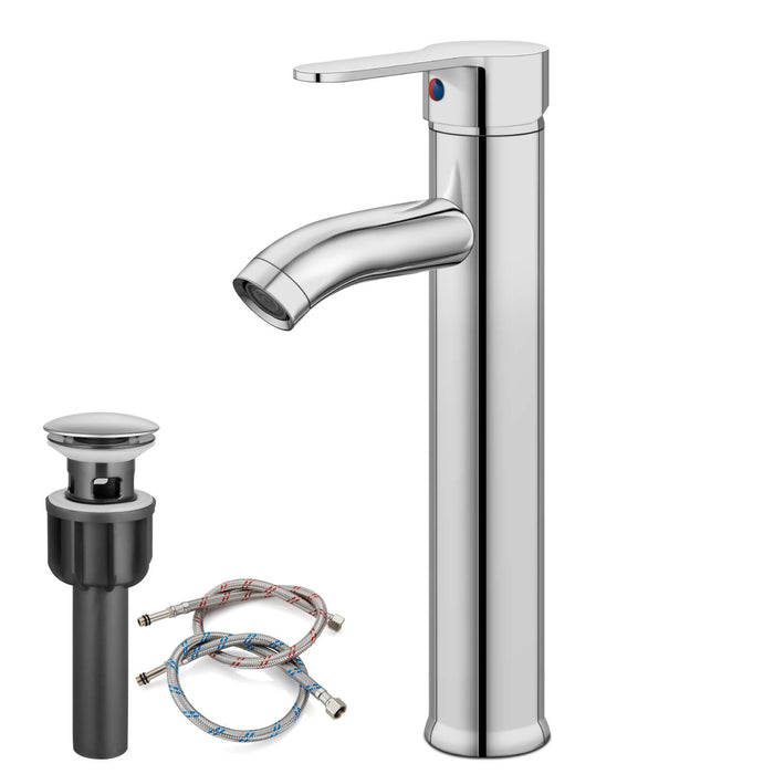 gotonovo Bathroom Sink Faucet 1 Handle Single Hole Deck Mount Tall type Faucet with Pop Up Drain Combo