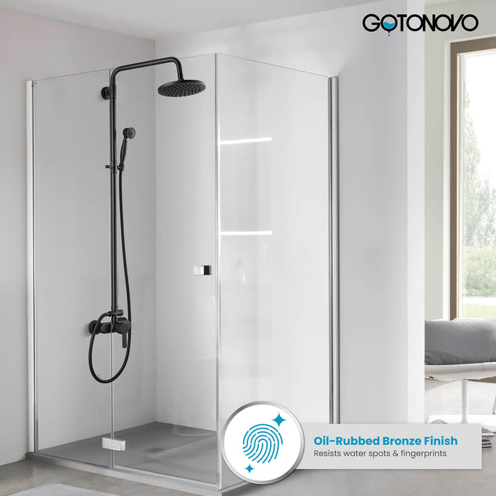 gotonovo douchesysteem met zichtbare pijp 8 inch regendouchekop douchekraan armatuur comboset messing enkele handgreep met handsproeier verstelbare schuifbalk dubbele functies