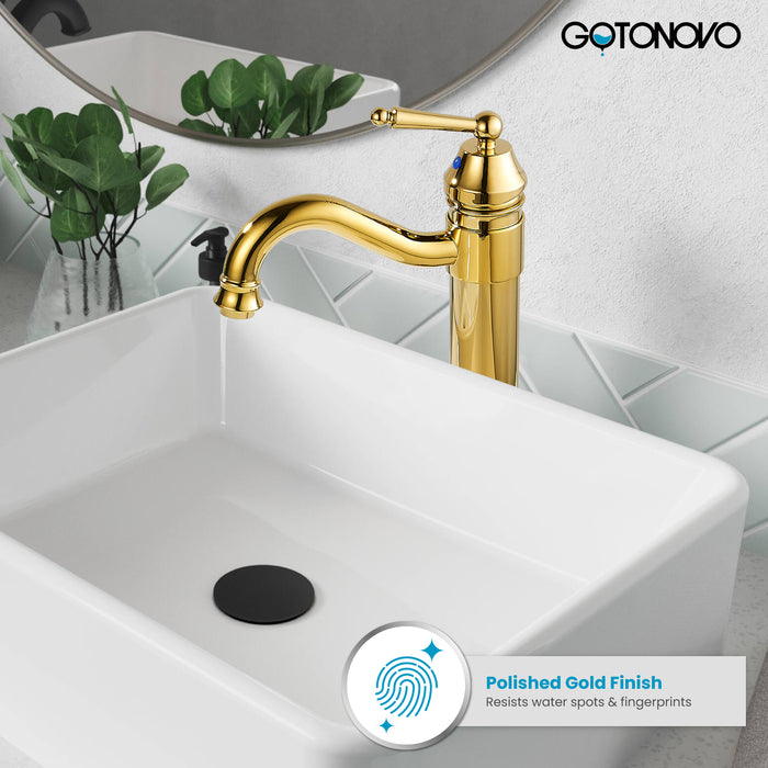 Brass Single Handle Bathroom Sink Faucet Brass Long Reach Bathroom Faucet Mixer Tap with Pop Up Drain Included Hot and Cold Water Hose