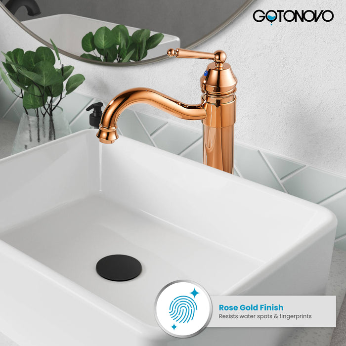 Brass Single Handle Bathroom Sink Faucet Brass Long Reach Bathroom Faucet Mixer Tap with Pop Up Drain Included Hot and Cold Water Hose