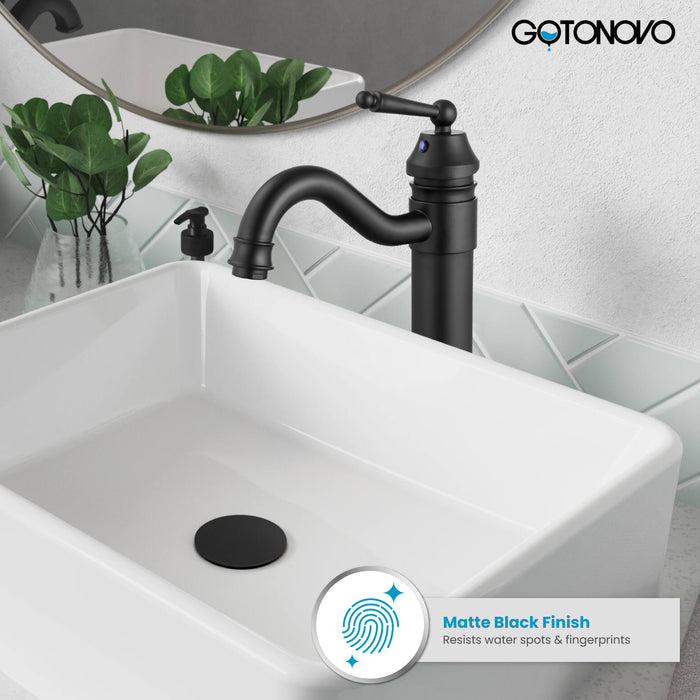 Brass Single Handle Bathroom Sink Faucet Brass Long Reach Bathroom Faucet Mixer Tap with Pop Up Drain Included Hot and Cold Water Hose