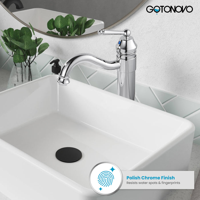 Brass Single Handle Bathroom Sink Faucet Brass Long Reach Bathroom Faucet Mixer Tap with Pop Up Drain Included Hot and Cold Water Hose