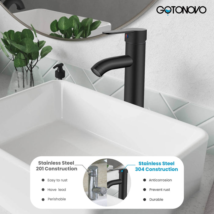 gotonovo Bathroom Vessel Sink Faucet Single Handle Lavatory Vanity Mixer Tap Tall Spout Single Hole