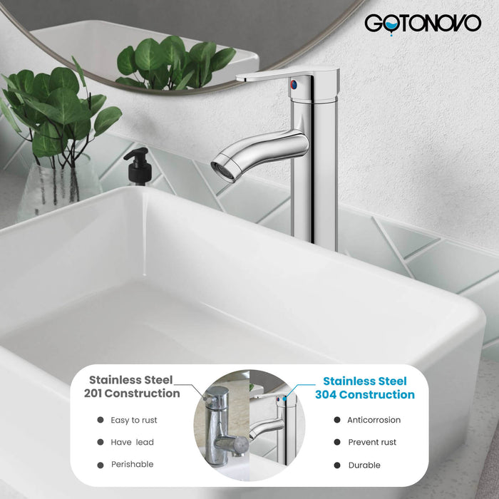 gotonovo Bathroom Vessel Sink Faucet Single Handle Lavatory Vanity Mixer Tap Tall Spout Single Hole