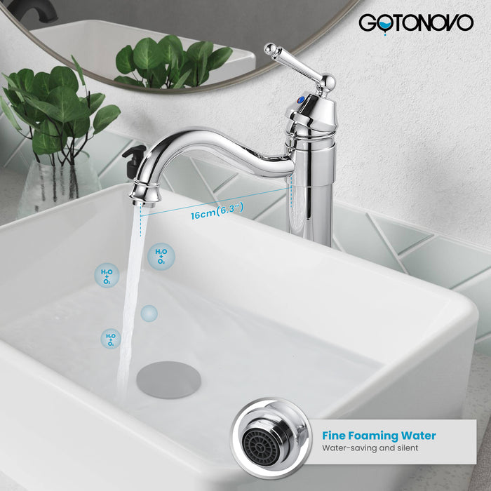 Brass Single Handle Bathroom Sink Faucet Brass Long Reach Bathroom Faucet Mixer Tap with Pop Up Drain Included Hot and Cold Water Hose