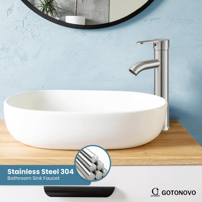 gotonovo Bathroom Sink Faucet 1 Handle Single Hole Deck Mount Tall type Faucet with Pop Up Drain Combo