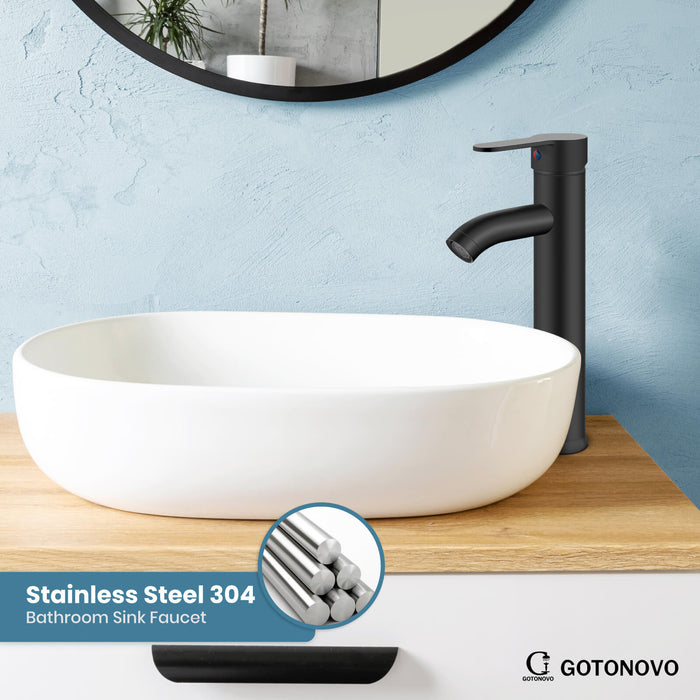 gotonovo Bathroom Sink Faucet 1 Handle Single Hole Deck Mount Tall type Faucet with Pop Up Drain Combo