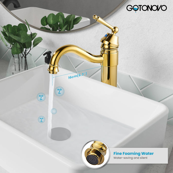 Brass Single Handle Bathroom Sink Faucet Brass Long Reach Bathroom Faucet Mixer Tap with Pop Up Drain Included Hot and Cold Water Hose