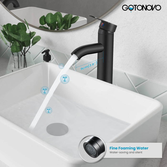 gotonovo Bathroom Vessel Sink Faucet Single Handle Lavatory Vanity Mixer Tap Tall Spout Single Hole