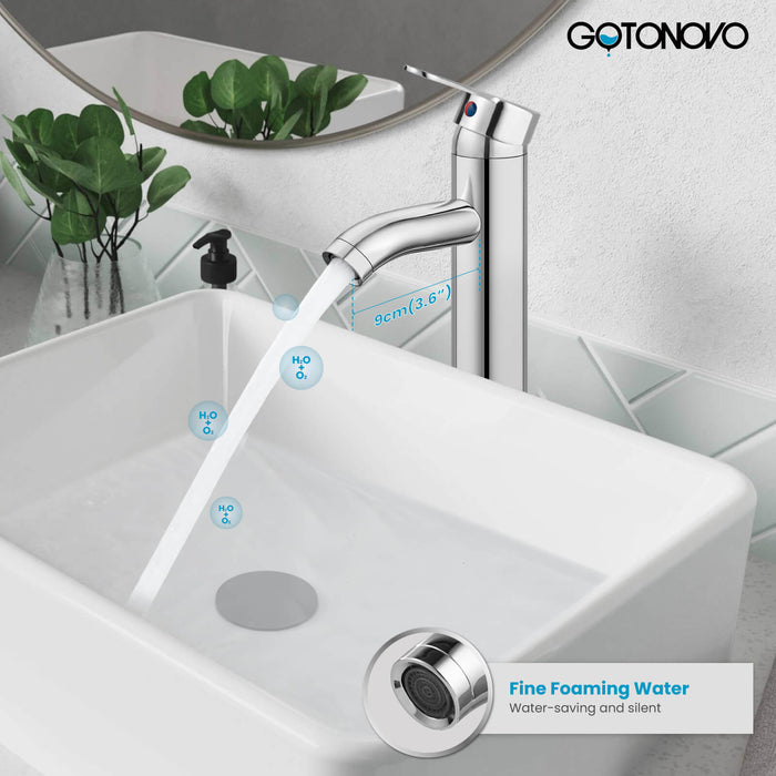 gotonovo Bathroom Vessel Sink Faucet Single Handle Lavatory Vanity Mixer Tap Tall Spout Single Hole