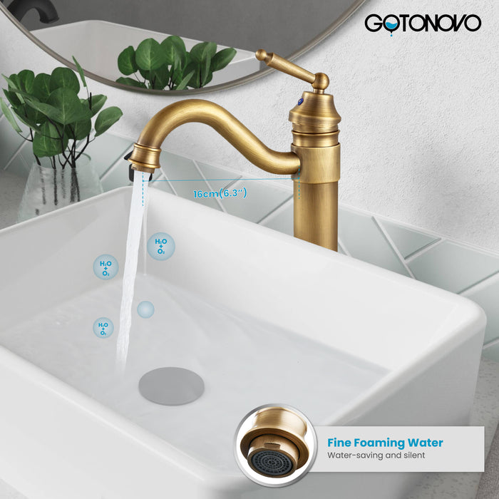 Brass Single Handle Bathroom Sink Faucet Brass Long Reach Bathroom Faucet Mixer Tap with Pop Up Drain Included Hot and Cold Water Hose