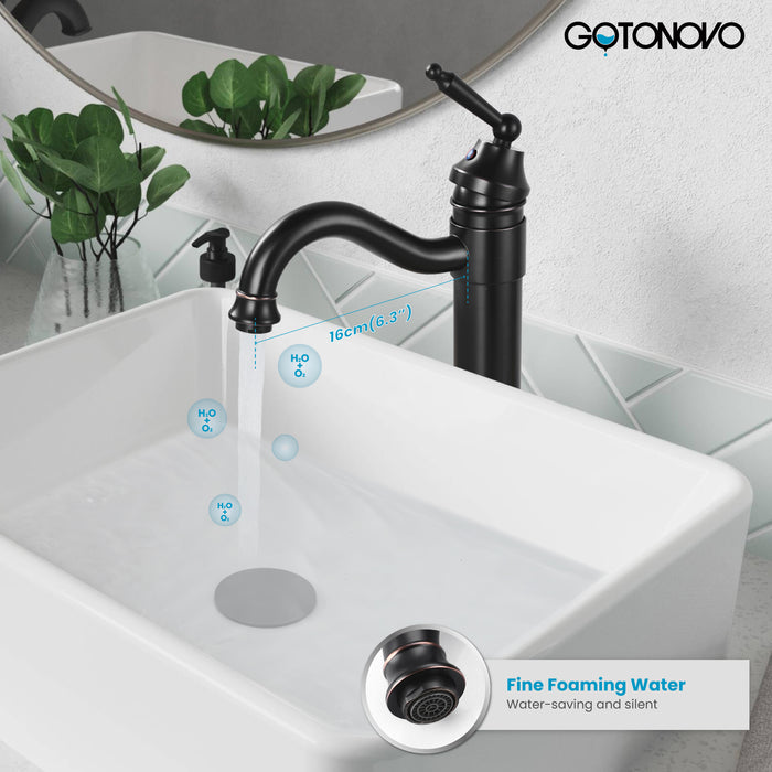 Brass Single Handle Bathroom Sink Faucet Brass Long Reach Bathroom Faucet Mixer Tap with Pop Up Drain Included Hot and Cold Water Hose