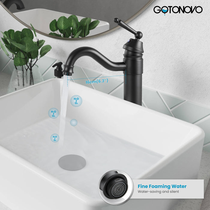 Brass Single Handle Bathroom Sink Faucet Brass Long Reach Bathroom Faucet Mixer Tap with Pop Up Drain Included Hot and Cold Water Hose