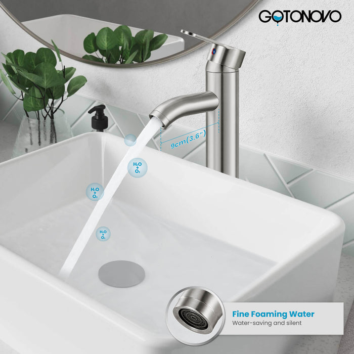 gotonovo Bathroom Vessel Sink Faucet Single Handle Lavatory Vanity Mixer Tap Tall Spout Single Hole