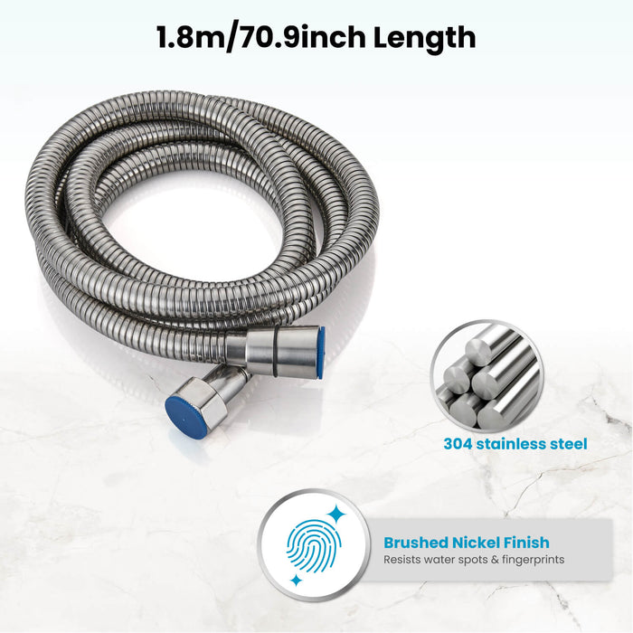 Gotonovo 304 Stainless Steel Replacement Shower Hose with Rubber Washer,Explosion-Proof(1.5m/ 1.8m hose length)