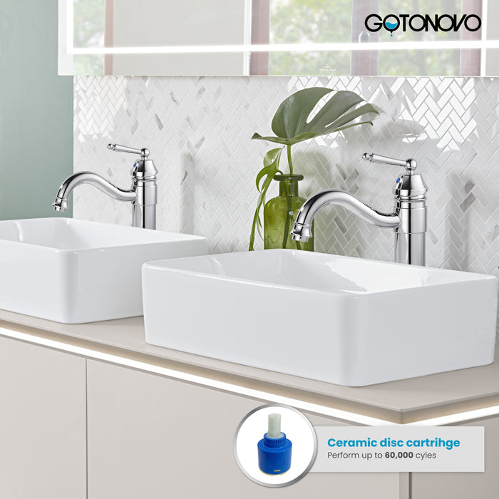 Brass Single Handle Bathroom Sink Faucet Brass Long Reach Bathroom Faucet Mixer Tap with Pop Up Drain Included Hot and Cold Water Hose