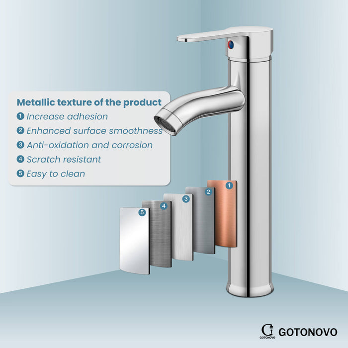 gotonovo Bathroom Sink Faucet 1 Handle Single Hole Deck Mount Tall type Faucet with Pop Up Drain Combo