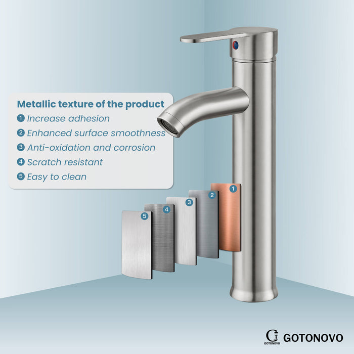 gotonovo Bathroom Sink Faucet 1 Handle Single Hole Deck Mount Tall type Faucet with Pop Up Drain Combo