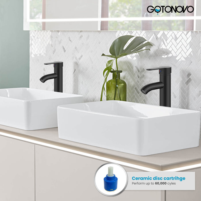 gotonovo Bathroom Vessel Sink Faucet Single Handle Lavatory Vanity Mixer Tap Tall Spout Single Hole