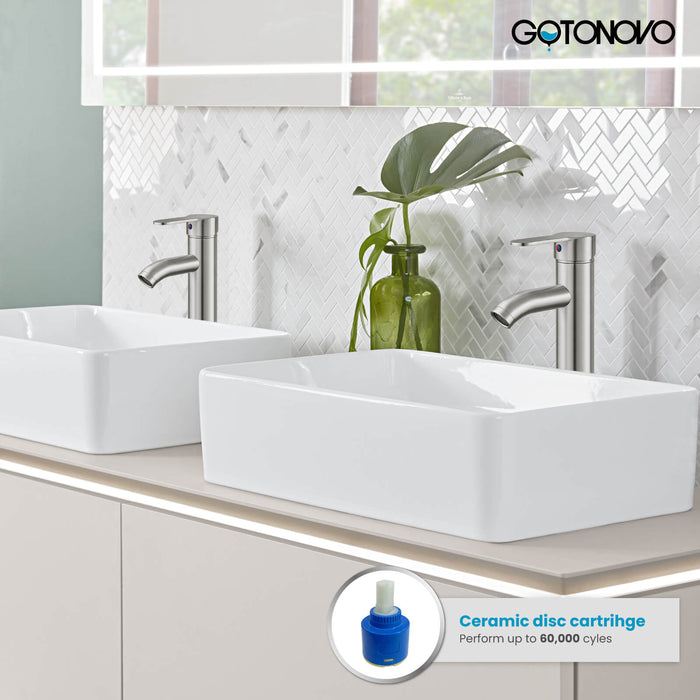 gotonovo Bathroom Vessel Sink Faucet Single Handle Lavatory Vanity Mixer Tap Tall Spout Single Hole