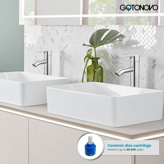 gotonovo Bathroom Vessel Sink Faucet Single Handle Lavatory Vanity Mixer Tap Tall Spout Single Hole