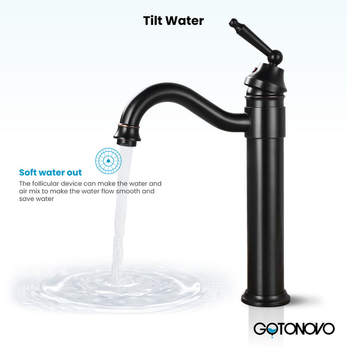 Brass Single Handle Bathroom Sink Faucet Brass Long Reach Bathroom Faucet Mixer Tap with Pop Up Drain Included Hot and Cold Water Hose