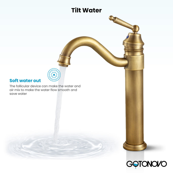 Brass Single Handle Bathroom Sink Faucet Brass Long Reach Bathroom Faucet Mixer Tap with Pop Up Drain Included Hot and Cold Water Hose