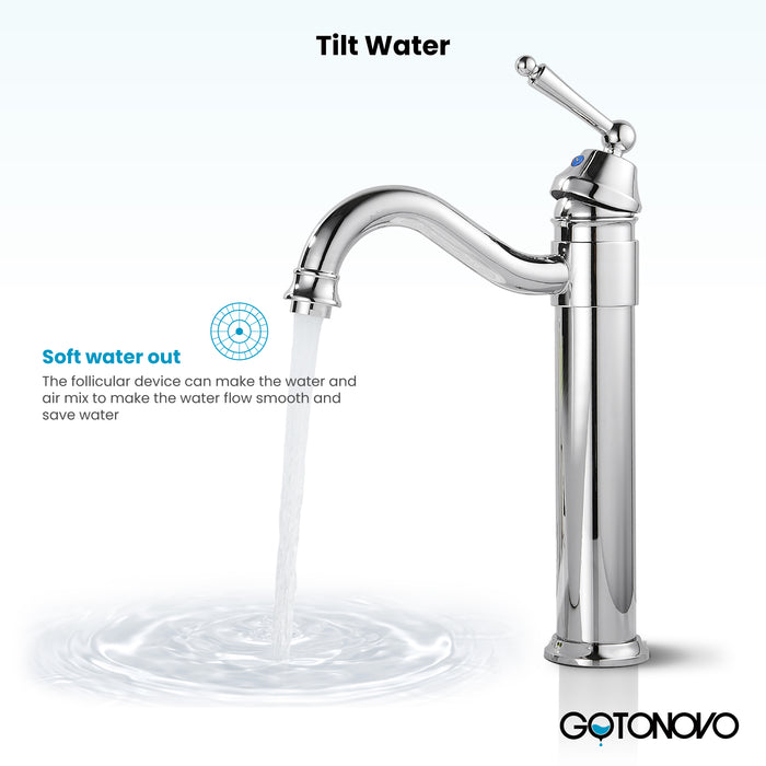 Brass Single Handle Bathroom Sink Faucet Brass Long Reach Bathroom Faucet Mixer Tap with Pop Up Drain Included Hot and Cold Water Hose