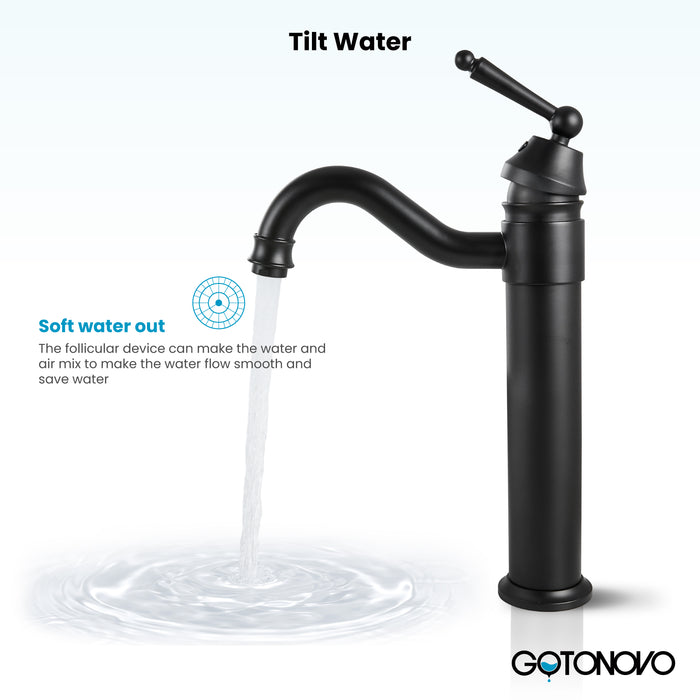 Brass Single Handle Bathroom Sink Faucet Brass Long Reach Bathroom Faucet Mixer Tap with Pop Up Drain Included Hot and Cold Water Hose