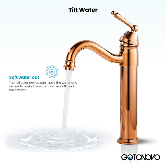 Brass Single Handle Bathroom Sink Faucet Brass Long Reach Bathroom Faucet Mixer Tap with Pop Up Drain Included Hot and Cold Water Hose