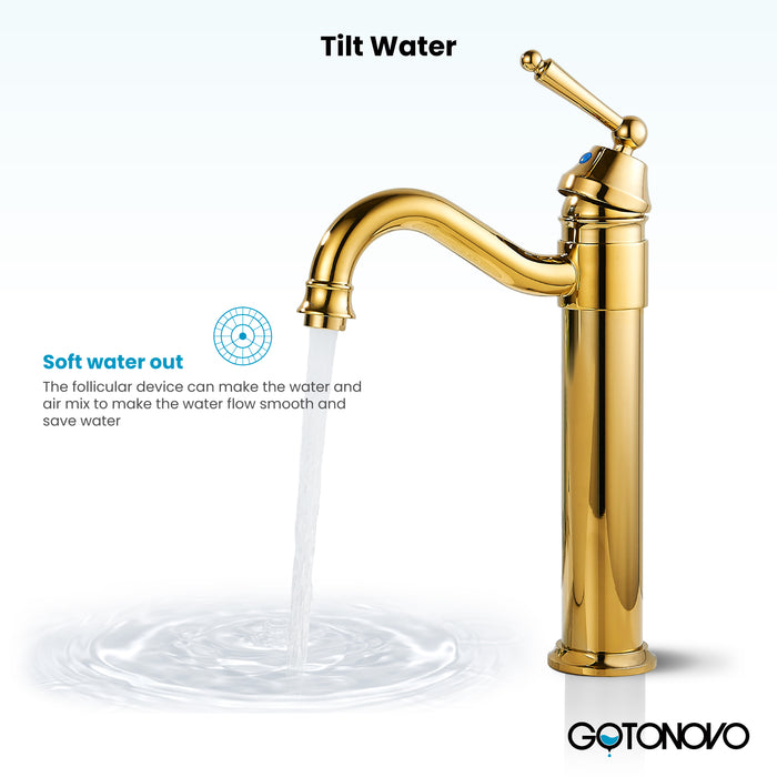 Brass Single Handle Bathroom Sink Faucet Brass Long Reach Bathroom Faucet Mixer Tap with Pop Up Drain Included Hot and Cold Water Hose