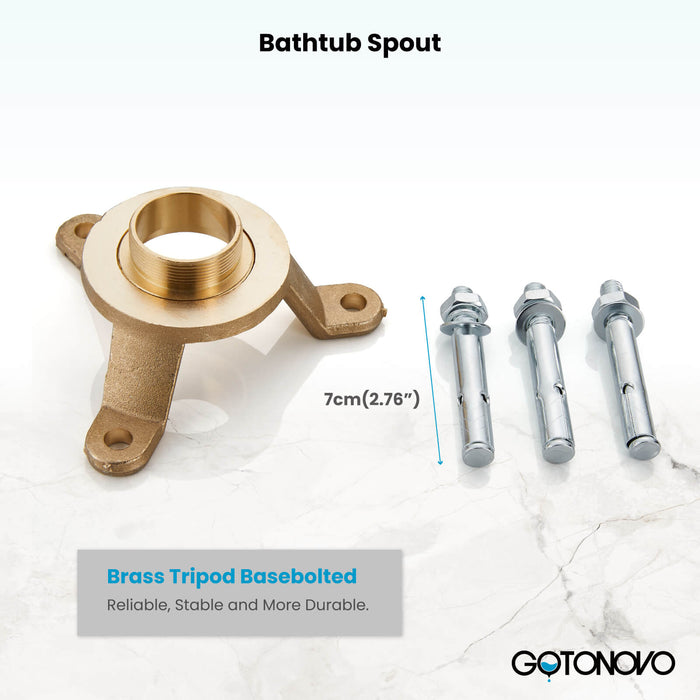 gotonovo Freestanding Bathtub Faucet Tub Filler with Hand Held Shower Floor-Mount High Flow Brass Bathtub Faucet with Hand Sprayer