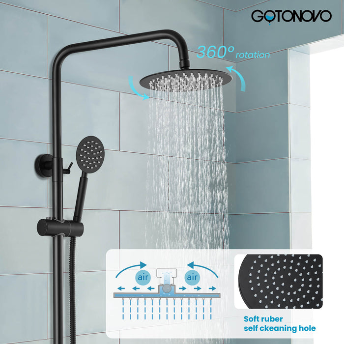 gotonovo Shower Fixture Wall Mount SUS 304 Stainless Steel Triple Function with Hand Sprayer and Tub Spout 8 Inch Rainfall Shower Head Shower faucet Set Bathroom Complete Set