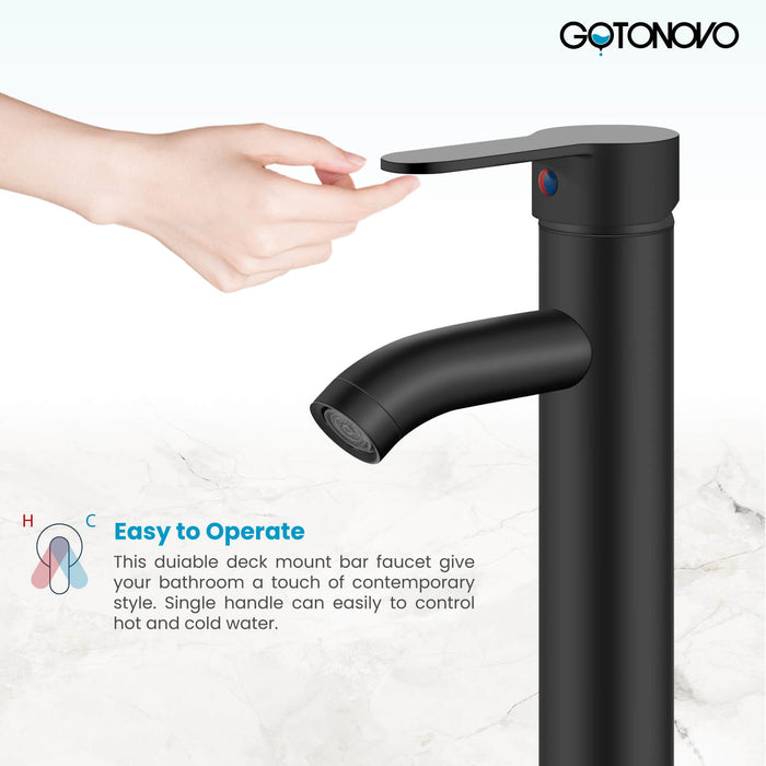 gotonovo Bathroom Vessel Sink Faucet Single Handle Lavatory Vanity Mixer Tap Tall Spout Single Hole