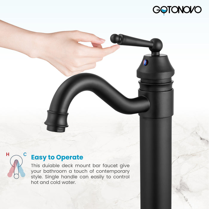 Brass Single Handle Bathroom Sink Faucet Brass Long Reach Bathroom Faucet Mixer Tap with Pop Up Drain Included Hot and Cold Water Hose